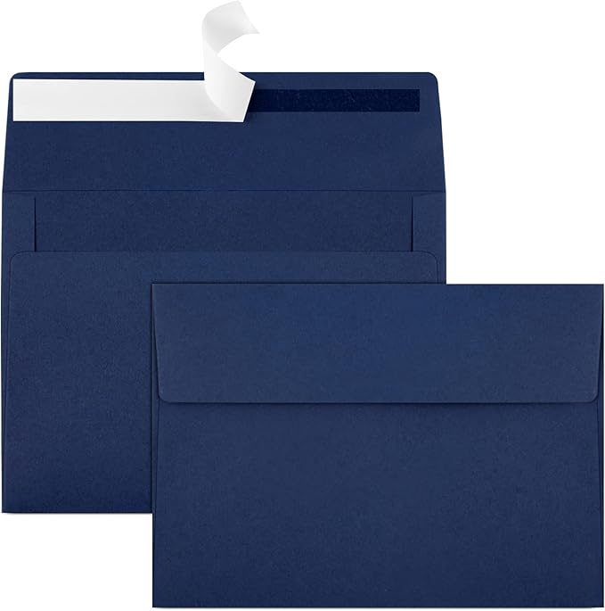 50 Pack 5x7 Envelopes - Self Seal for Invitations, Weddings, Photos & Greeting Cards (Navy Blue)-DeskLoop Office