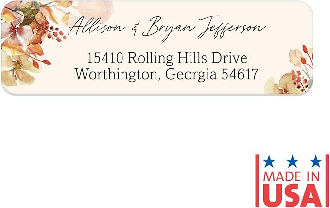 Rust Orange Floral Rolled Address Labels / 500 Personalized Return Address Labels/Designer Address Stickers in Elegant Plastic Dispenser-DeskLoop Office