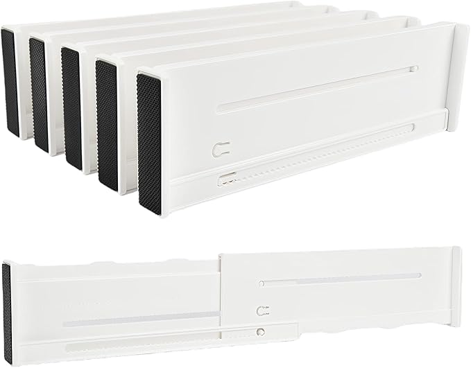 5 Pack Drawer Dividers 3.1" Slim Height Drawer Separators, Non-Slip Plastic Drawer Organizers Expandable 10.6"-17.7" for Shallow Drawers,Kitchen & Clothes Storage, Adjustable Office Drawer Divider-DeskLoop Office