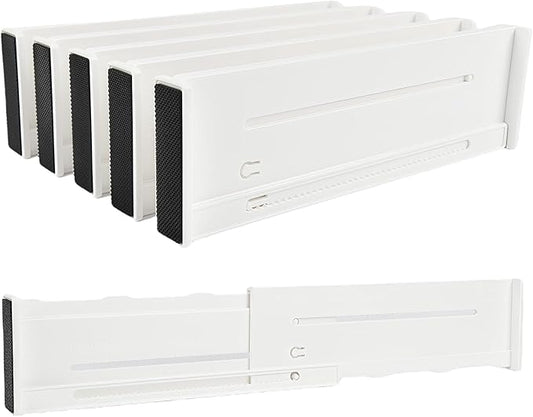 5 Pack Drawer Dividers 3.1" Slim Height Drawer Separators, Non-Slip Plastic Drawer Organizers Expandable 10.6"-17.7" for Shallow Drawers,Kitchen & Clothes Storage, Adjustable Office Drawer Divider-DeskLoop Office