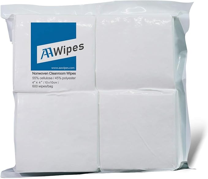 AAwipes Cleanroom Wipes Lint Free Wipes 4" x 4" Cellulose/Polyester Blend (4" x 4"-600 Pcs) Nonwoven Wipers (NW06804)-DeskLoop Office