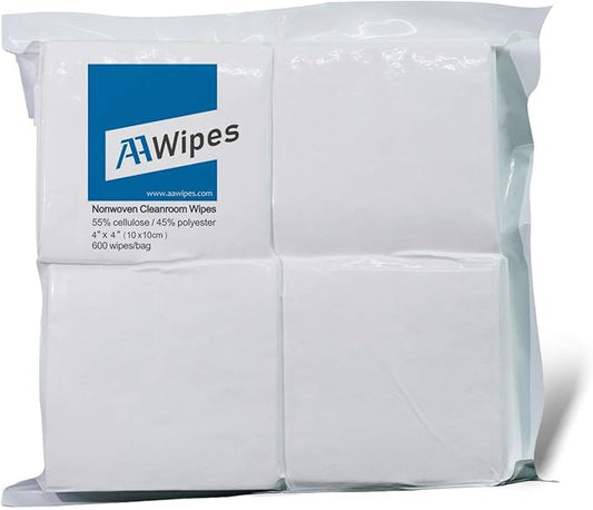 AAwipes Cleanroom Wipes Lint Free Wipes 4" x 4" Cellulose/Polyester Blend (4" x 4"-600 Pcs) Nonwoven Wipers (NW06804)-DeskLoop Office