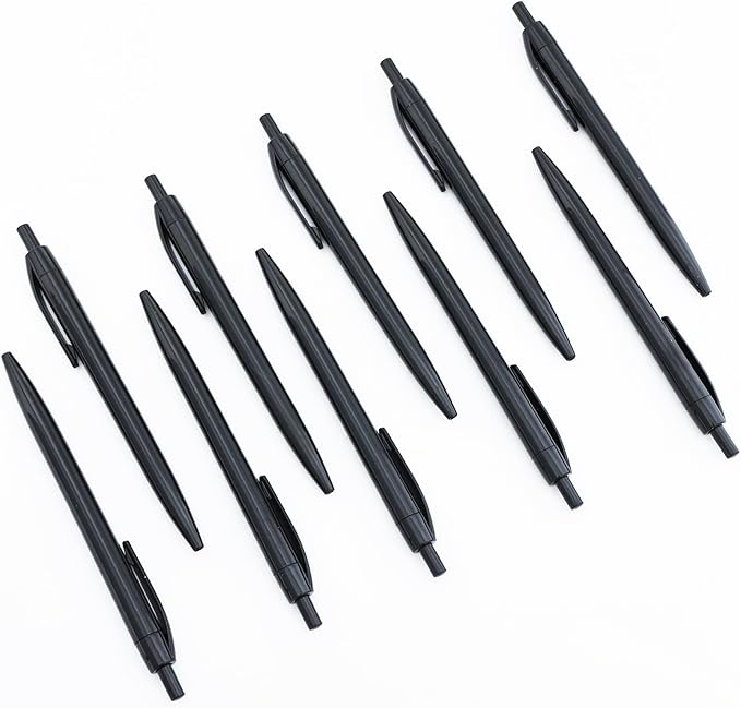100 Pack Pens Bulk Retractable Ballpoint Pens No Bleed Black Barrel Click Pen Smooth Ink Medium Point Pen for Office Home School Supplies 1.0MM Black Ink-DeskLoop Office