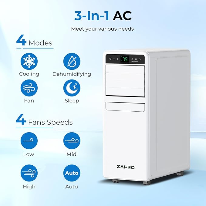 10,000 BTU Portable Air Conditioner, 3-IN-1 Smart AC Unit with Fan/Dehumidifier/Drainage-free Cooling, APP/Voice/Remote/Touch, 47 dB, Sleep Mode, Window Installation Kit, 24H Timer for Home/Office-DeskLoop Office