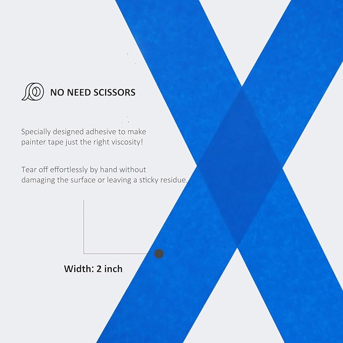 Blue Painters Tape 2 Inch Bulk - Blue Tape for Painting Automotive Walls Packing Removable NO Residue, Paint for Indoors & Outdoors, 2 Inches x 55 Yards x 5 Rolls-DeskLoop Office