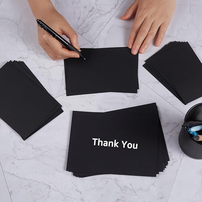 50 Sheets Blank Cardstock Paper 250 GSM Thick Heavy Cards Stock for DIY Art Projects, Card Making, Postcards, Greeting Cards, Birthday Party, Wedding Invitation (Black, 4x6 inches)-DeskLoop Office