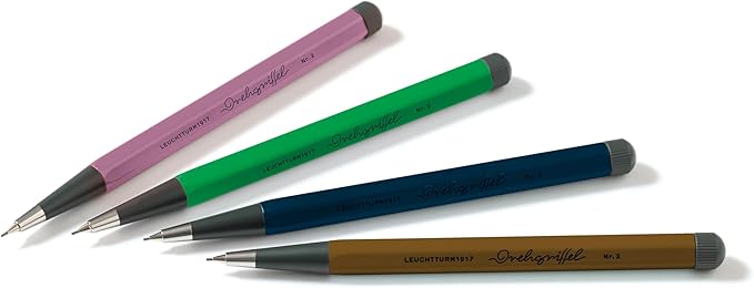 LEUCHTTURM1917 372222 Rotating Pencil No. 2 with Twist Mechanism, Aluminium, Steel, Design Awarded, Deep Sea - Pencil-DeskLoop Office