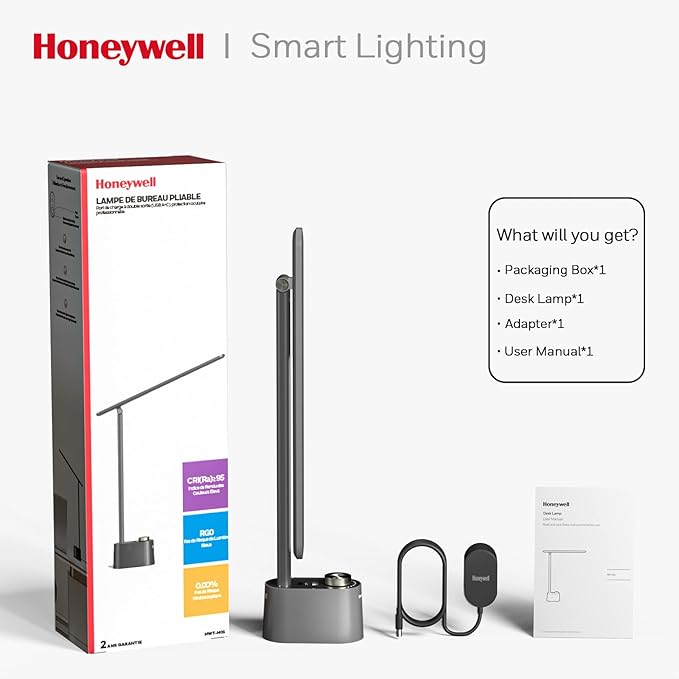 Honeywell HWT-H01 LED Desk Lamp Stepless Dimmable Table Lamp with USB A+C Dual Charging Port Eye-Caring Foldable Desk Light with 3 Color Modes for Home Office Bedroom Reading Study Sunturalux (Gray)-DeskLoop Office