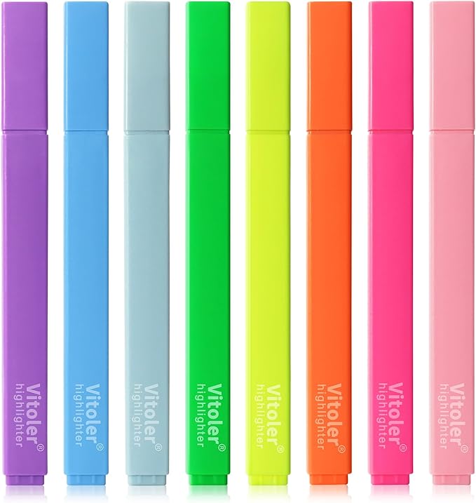 Aesthetic Highlighters,8pcs Bible Highlighters,Vibrant Colors, Cute Highlighter Assorted Colors, Cute Markers Back to School Supplies-DeskLoop Office