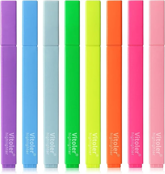 Aesthetic Highlighters,8pcs Bible Highlighters,Vibrant Colors, Cute Highlighter Assorted Colors, Cute Markers Back to School Supplies-DeskLoop Office
