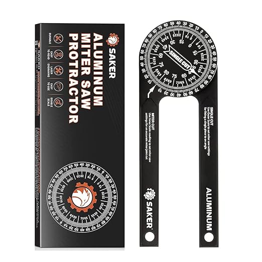 Saker Miter Saw Protractor|7-Inch Aluminum Protractor Angle Finder Featuring Precision Laser-Inside & Outside Miter Angle Finder for Carpenters, Plumbers and All Building Trades (Black)-DeskLoop Office