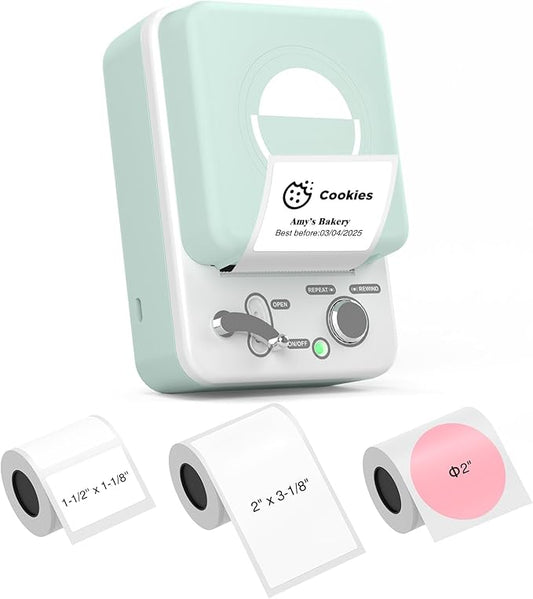 SUPVAN T50M Plus Bluetooth Label Maker Machine with 3 Tapes, High Printing Clarity, Versatile App with 40+ Fonts and 450+ Icons, Inkless Labeler for Business, Home, Office Organization, Green-DeskLoop Office