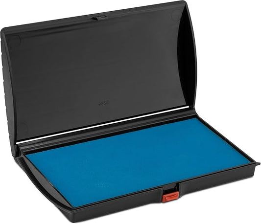 Large Premium Sky Blue Ink Stamp Pad - 3" by 6" - Quality Felt Pad - Case with Closing snap-DeskLoop Office