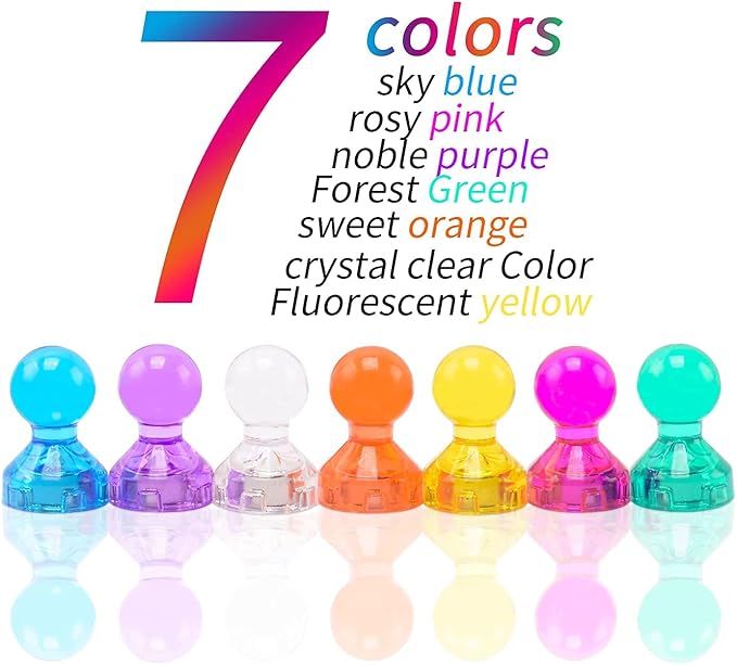 60Pcs Push Pin Magnets, Small Strong Refrigerator Magnets for Whiteboard, Funny Cute Decorative Fridge Magnet, for Locker School Classroom Calendar Kitchen Office Dry Erase Board Map Magnetic Push Pin-DeskLoop Office