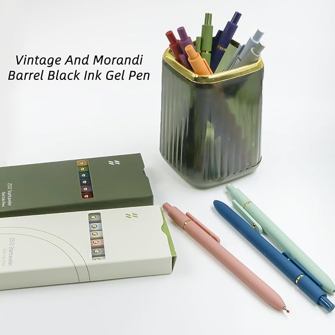 Gel Pens, 12 Pcs 0.5mm Fine Point Smooth Writing Pens Cute Pens, High-End Series Black Ink Pens for Journaling Note Taking, School Office Supplies for Women Men (12 Pcs Gold Mixed colors)-DeskLoop Office