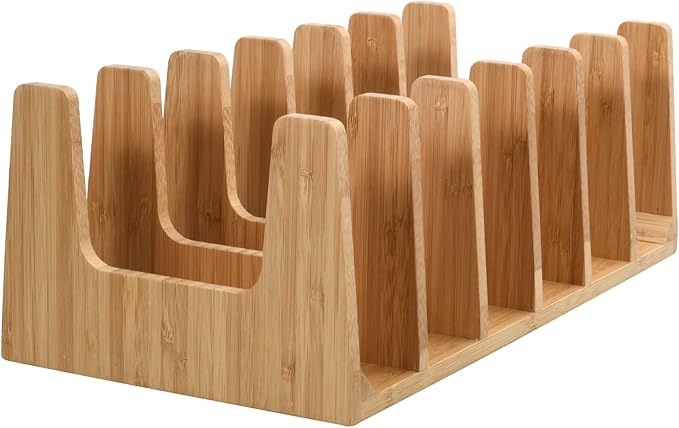 MobileVision Bamboo Versatile 6 Dividers/Sections Orgainzer for Book Rack, Video, CD, Record Organizer (7" L x 14" W x 5 H)-DeskLoop Office