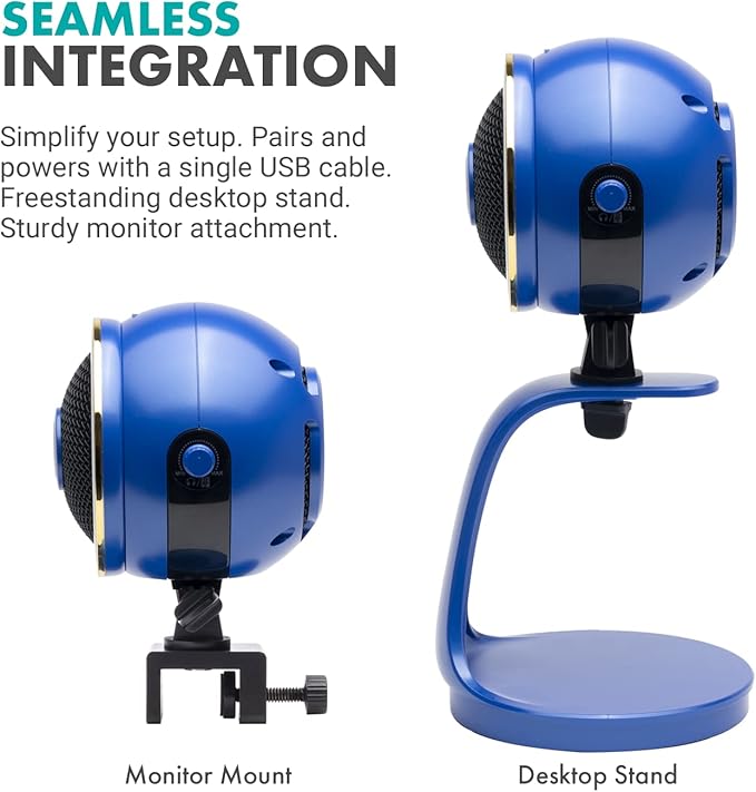 Movo WebMic HD Pro All-in-One Webcam with Mic and Ring Light in Royal Blue- 1080p HD Camera, Pro Cardioid Condenser Microphone, LED Ring Light - HD Webcam for Streaming, Video Calls, Recording, Gaming-DeskLoop Office