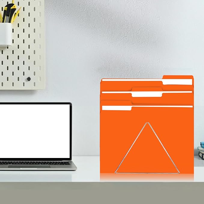 File Folder, RAZCC 150 Pack 1/3 Cut Tab File Folders Letter Size, Orange, Folders with Tab, Great for Organizing and Easy File Storage-DeskLoop Office