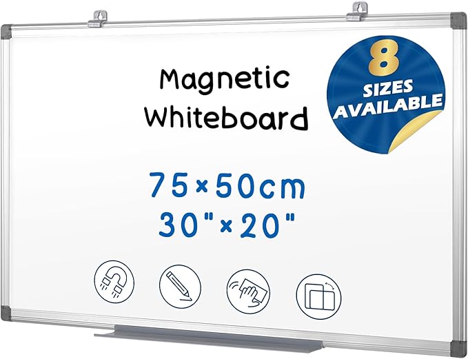 SWANCROWN Magnetic White Board 30 x 20 Inches Dry Erase Board, Hanging Whiteboards for Door, Office, Home, Dorm- Teachers/Students/Family-DeskLoop Office