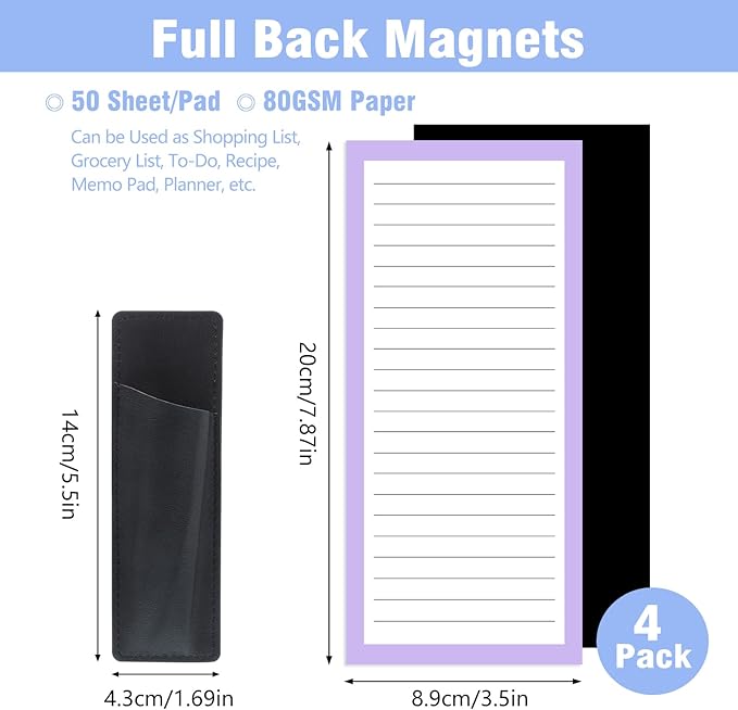 4 Pack Magnetic Note Pad for Fridge with Pen Holder, Totally 200 Sheets Magnetic To Do List, Grocery List, Shopping List, Memo Pads for Refrigerator(Light Color)-DeskLoop Office