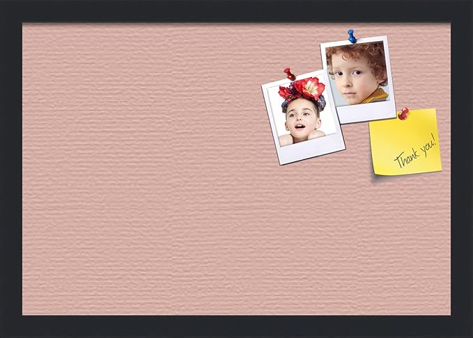 PinPix 19x13 Inch Cork Bulletin Board. This Decorative Framed Pin Board Comes with Pink Pastel Design and a Satin Black Frame. Ideal for Home Office Decor or Message Board (PinPix-1813)-DeskLoop Office