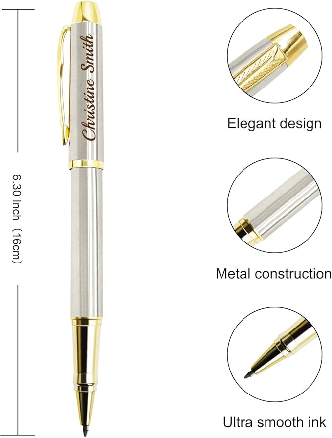 Amlion Personalized Pens Custom Engraved Pen with Name, Refillable Medium Refill, Personalized Gifts for Men Women-DeskLoop Office