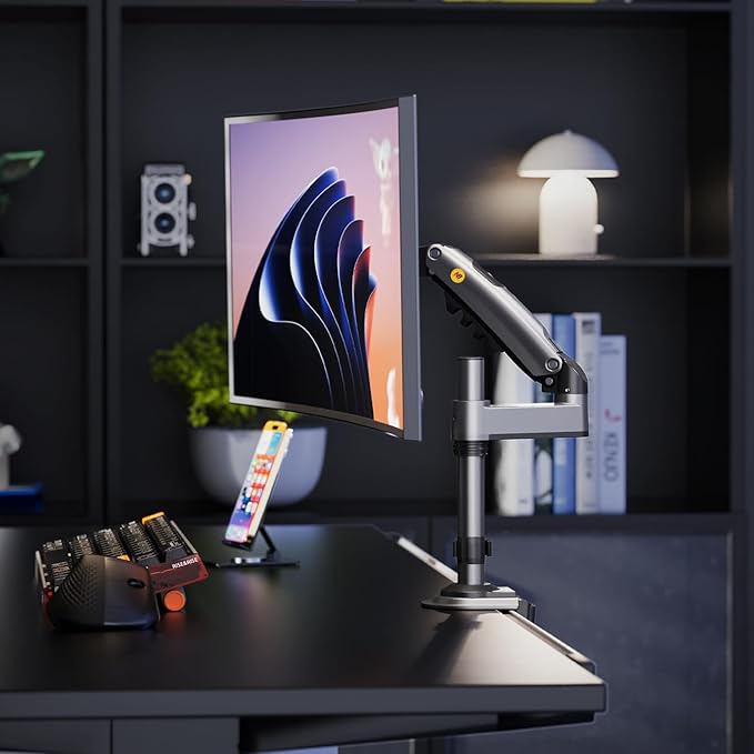 NB North Bayou Monitor Desk Mount Long Arm for Monitors Within 4.4 to 19.8lbs Ultra Wide Full Motion Swivel Height Adjustable Monitor Stand H100-DeskLoop Office