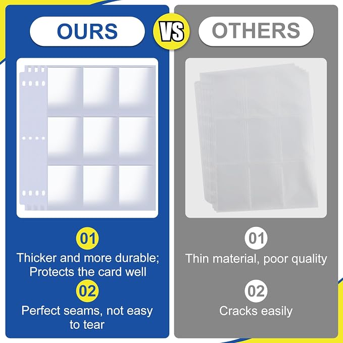 2160 Pockets Card Sleeves Binder Sheets, 9 Pocket Card Sleeves - Image 6