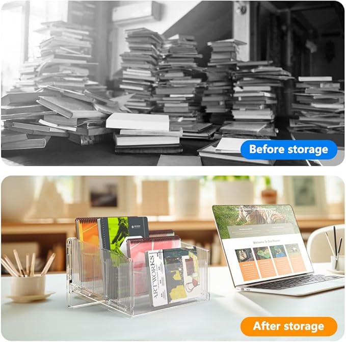 File Sorter Organizer, 5 Sections Acrylic Letter Tray for Desk, Mail Organizer Letter Holder for Envelopes, Mail, Electronics 1Pack-DeskLoop Office