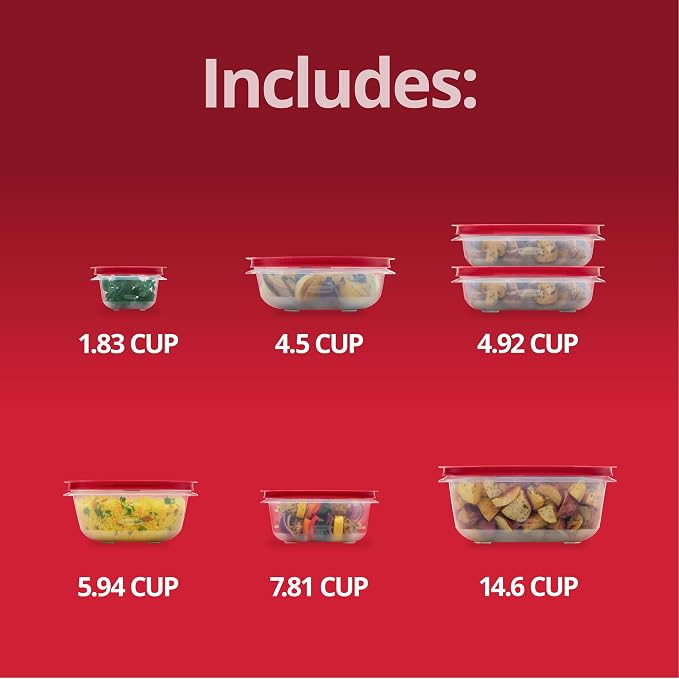Rubbermaid EasyStore Square and Round Containers, 14-Piece Set, Food Storage - Image 6