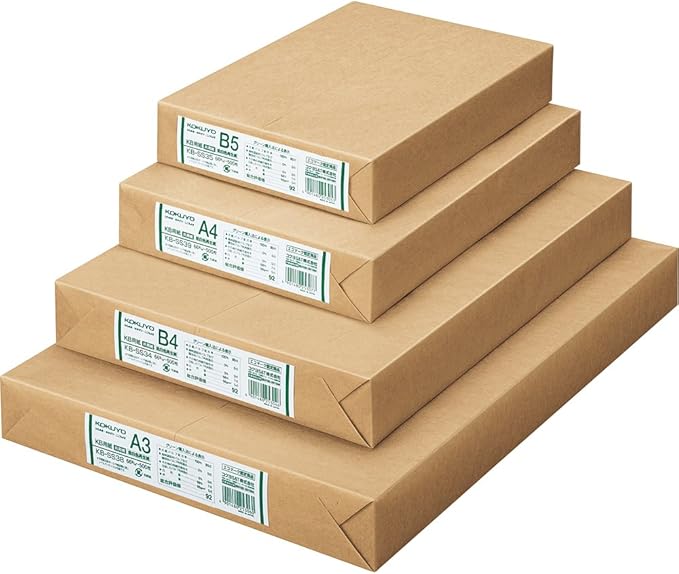 Kokuyo KB Paper, A4, Recycled Multipurpose Print & Copy Paper, 68 Bright (ISO), Thickness 0.1 mm, 66gsm, 500 Sheets, Japan Import (KB-SS39)-DeskLoop Office
