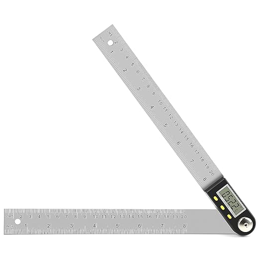 Delgada 8 inch/200mm Digital Angle Finder Ruler - Stainless Steel Protractor for Woodworking and Construction - Battery Included-DeskLoop Office