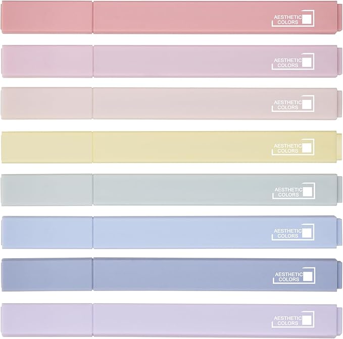8 Colors Aesthetic Highlighters, 4mm Line Width, Assorted Colors With Soft Chisel Tip, No Bleed Bible, Great for School, Nice to Eyes, Pastel-DeskLoop Office