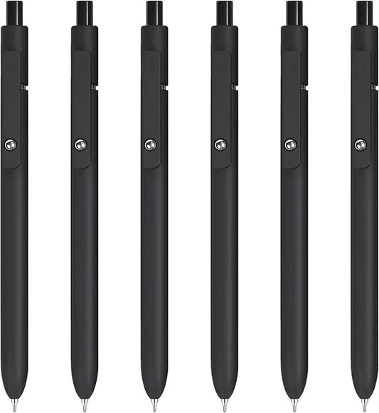 Gel Pens, 6PCS 0.5mm Black Ink Fine Point Pens With Smooth Writing, School Office Supplies, Anniversary Birthday Gifts for Men Women, Quick Dry Pen For Journaling, Nurse Aesthetic Pen (Elegant Black)-DeskLoop Office