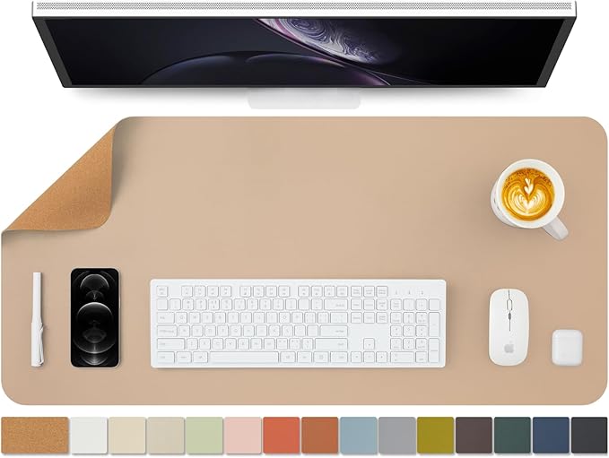 Cork Apricot Desk Mat - Dual-Sided Desk Pad for Office and Home - Desk Organization and Accessories - Ideal for Large Mouse Pad and Desk Mats on Top of Desks(36"x 17")-DeskLoop Office