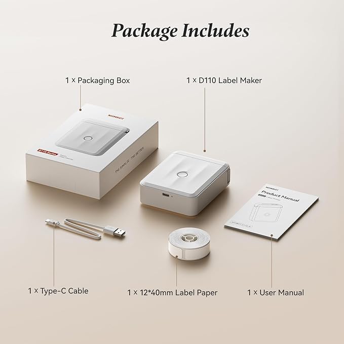 NIIMBOT Label Maker Machine Bluetooth Label Printer for School Home Office Organization, Wireless Mini Label Maker D110 Upgraded Version, Sticker Label Maker with 3Rolls Labels-DeskLoop Office