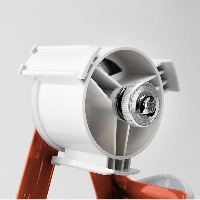 Heavy Duty Metal Frame Orange Packing Tape Dispenser 3 Inch Core with Special Ergonomic Handle, Tape Gun for Packing Boxes with Premium Tempered Steel Blade - for 2 inch Wide Roll-DeskLoop Office