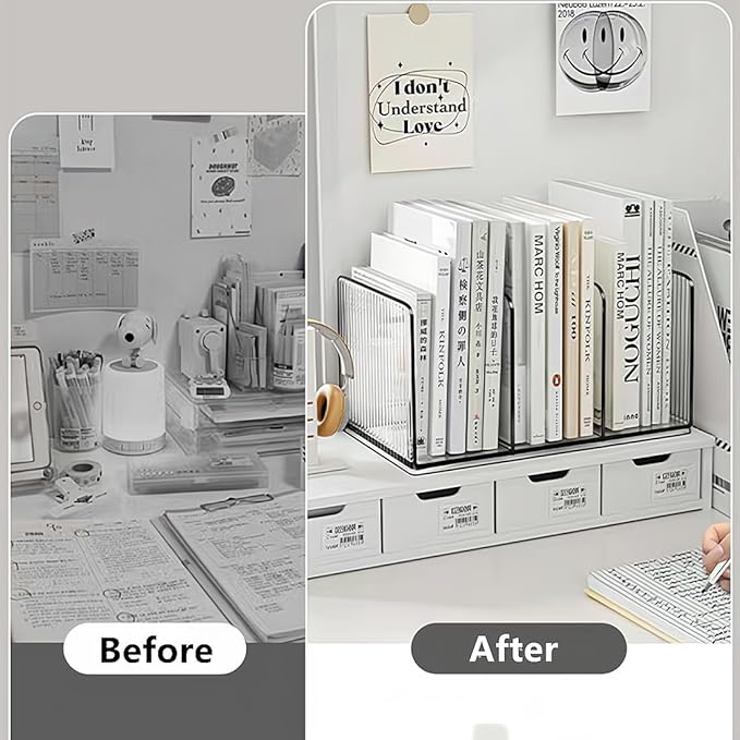 Acrylic Desk File Organizer,Office Desktop Binder File Folder Mail Organizer,Handbag Purse Book record Magazine Holder (2 Pack)-DeskLoop Office