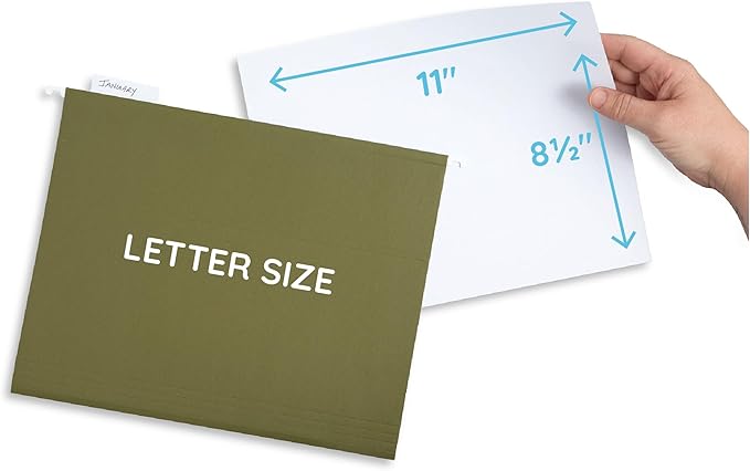 Blue Summit Supplies 25 Hanging File Folders, Reinforced Hanging Folders, Standard File Folders for Filing Cabinet, Letter Size, Green, 25 Pack-DeskLoop Office