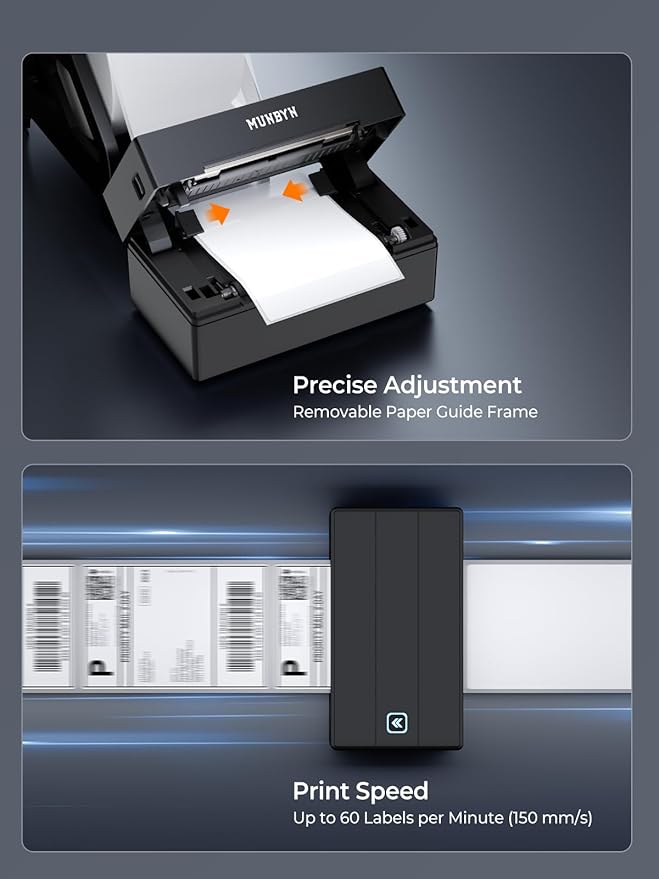 MUNBYN Bluetooth Thermal Label Printer, 130B Wireless 4x6 Shipping Label Printer for Shipping Packages Small Business Office or Home, Compatible with iPhone Android iPad Windows macOS Chrome Etsy eBay-DeskLoop Office