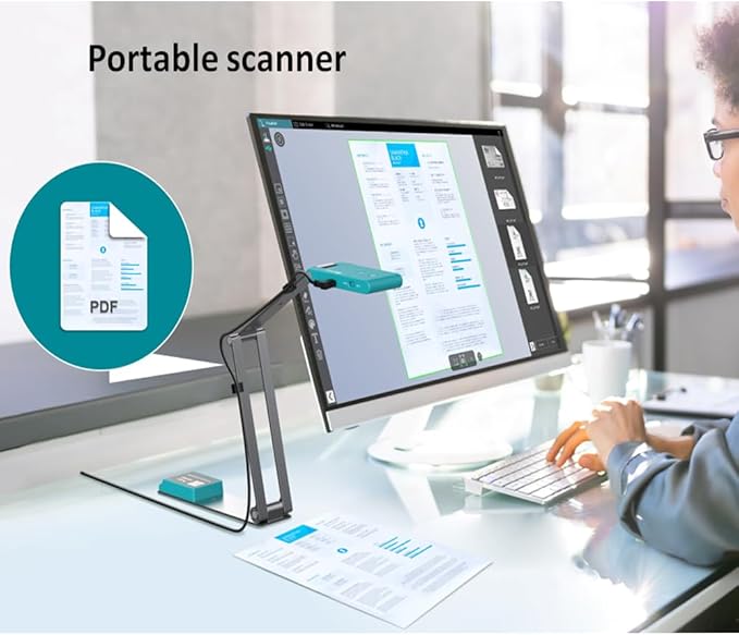 IRIScan Visualizer Webcam Document Camera v7:4K UltraHD-13MP,4in1,visualizer,Scanner A3,Portable Scanner,Web Conferencing,Distance Learning,Remote Teaching,AI Micro,Led,USB,WinMac (4K-13MP)-DeskLoop Office