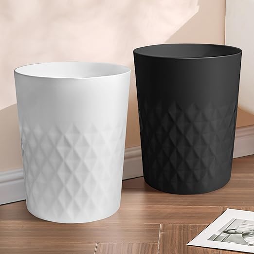 YGJT Small Trash Can, 3 Pack 1.8 Gallons Bathroom Trash Can, Slim Waste Basket, Round Garbage Can, Plastic Trash Bin for Kitchen, Dorm, Bedroom, Office, Living Room, Study, Compact Spaces-DeskLoop Office