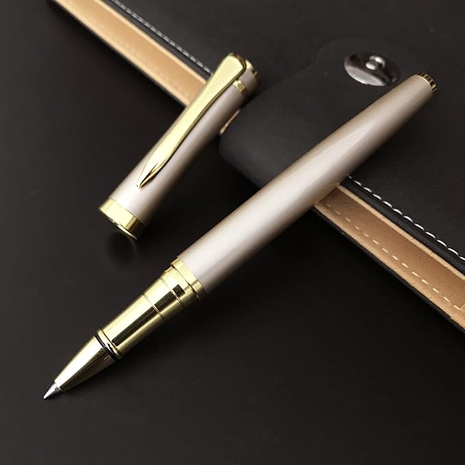 HSK Luxury Ballpoint Pens gift Pen Black Refill Line width 0.5mm,Best Ball Pen Gift Set for Men & Women Professional Executive,Office,Nice Pens Classy Gift Box (Gold)-DeskLoop Office