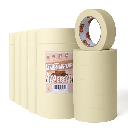 General Purpose Masking Tape Beige White 1.41 Inches x 60 Yards, Bulk Painters Tape for Painting, Labeling, DIY Arts Crafts, Home Office School Projects, 36 Rolls-DeskLoop Office