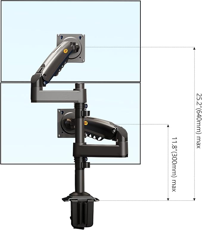 NB North Bayou Dual Monitor Desk Mount Stand Full Motion Swivel Computer Monitor Arm Fits 2 Screens up to 27'' with Load Capacity 4.4~19.8lbs for Each Monitor H180-G-DeskLoop Office