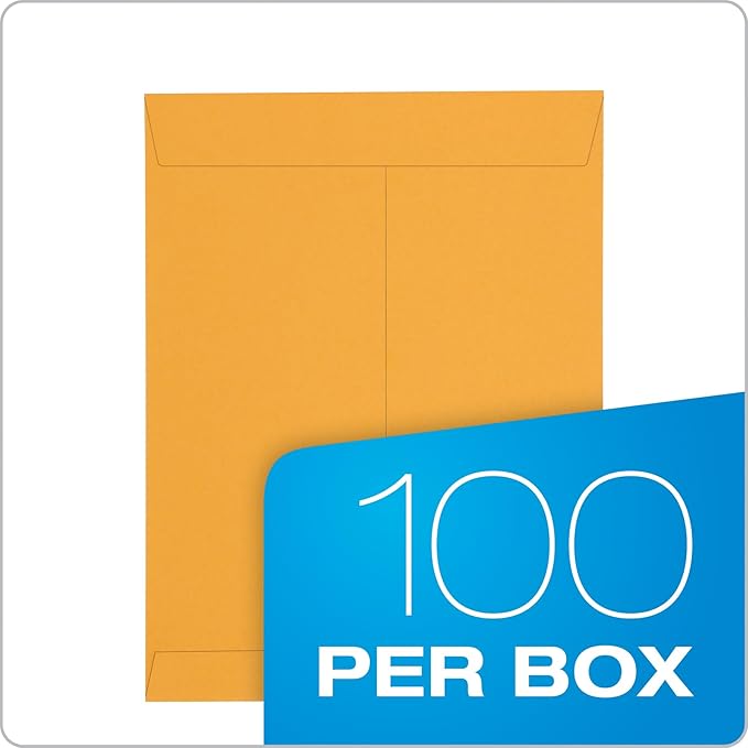 Columbian 10 x 13 Catalog Envelopes with Self Seal Closure, 28 lb Brown Kraft, for Mailing Flat Letter Size Documents or Photos, 100 Per Box (COLO335)-DeskLoop Office