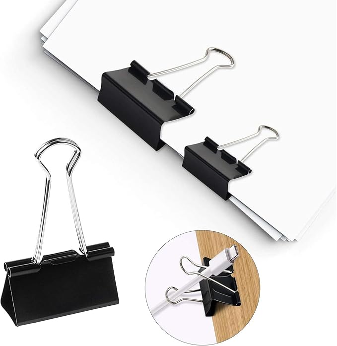 SANNIX 75 PCS Mini Binder Clips, 3/4 inch 19mm Binder Clips Black Paper Clamps Small Size for Office Home School-DeskLoop Office