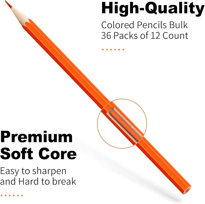Colored Pencils Bulk 432 Count, Pre-Sharpened Color Pencils for Kids and Adults, 32 Packs Color Pencil Set 12 Colors, Bulk Art Supplies for Teachers, Back to School Supplies, Classroom Prizes-DeskLoop Office