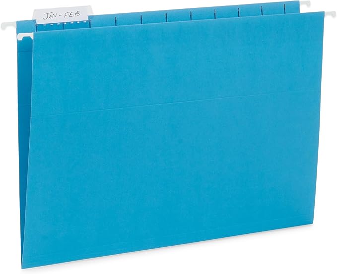 Blue Summit Supplies 25 Colored Hanging File Folders Letter Size with Tabs, Colored File Folders Hanging, Assorted Colors, Reinforced for Office Filing and Organization-DeskLoop Office