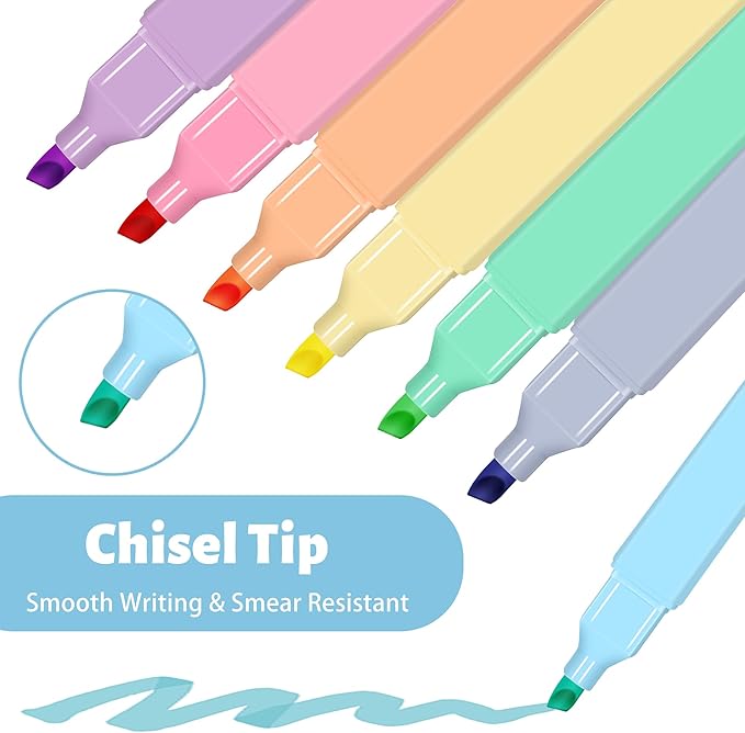 Highlighters,10Pcs Bible Highlighters,Chisel Tip Bible Markers,Pastel Purple Highlighter for Journaling Planner Notes School Supplies, assorted colors no bleed Pens-DeskLoop Office